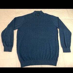 LL Bean 1/4 Zip Cashmere Cotton Sweater Men’s XXL Tall Bottle Blue Pullover EUC